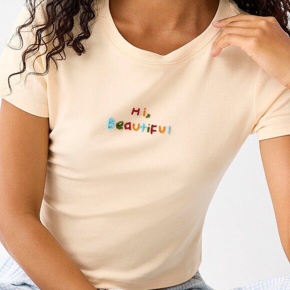 Hi, Beautiful Beaded Multicolor Tee Corn/Vanilla Yellow - Picture 1 of 3